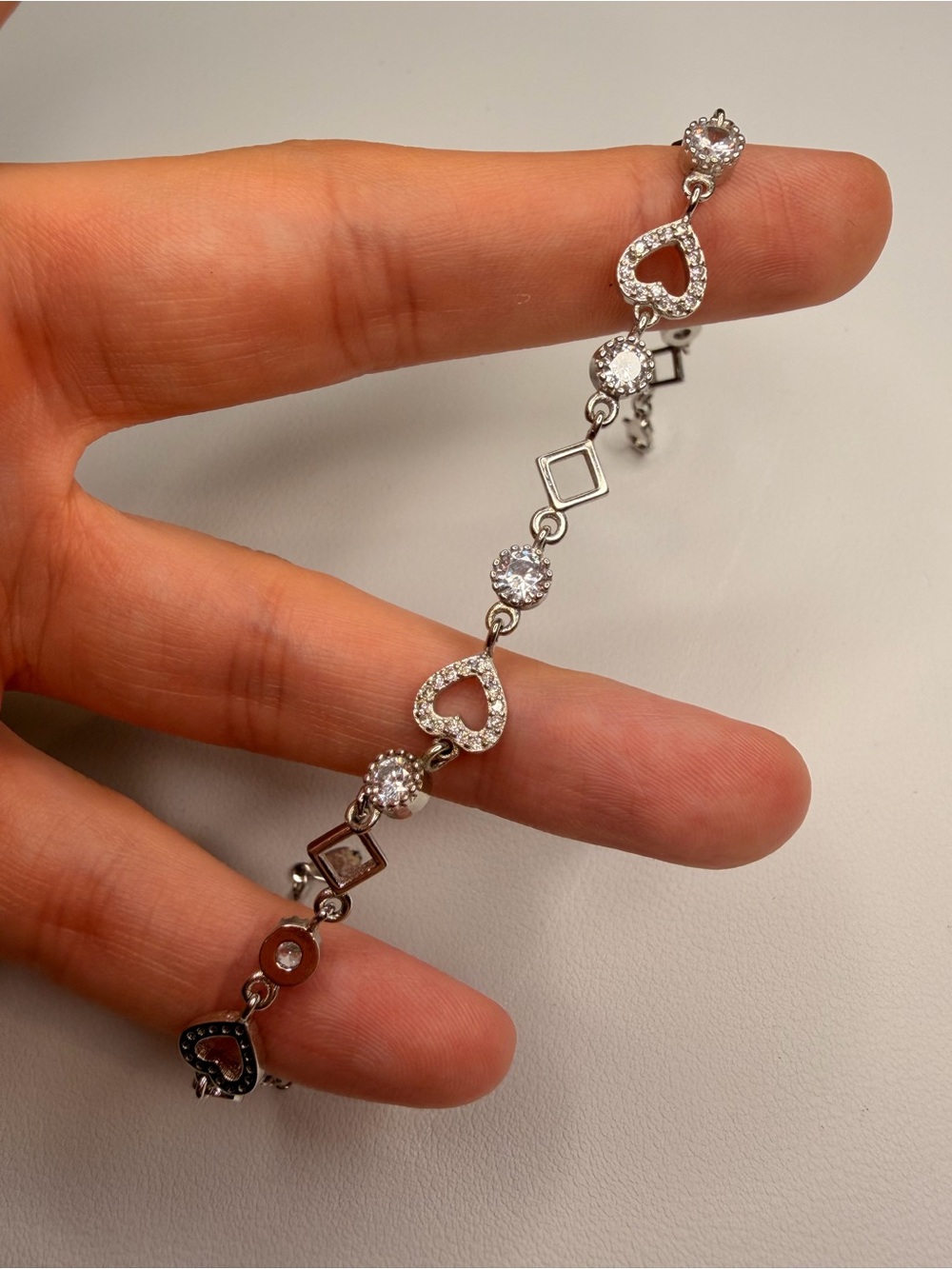 925 Sterling Silver Swarovski Stone Charm Bracelet - Picture 8 of 11